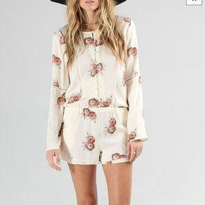 Revolve Knotsisters Floral Long Sleeve Short Romper Size S
